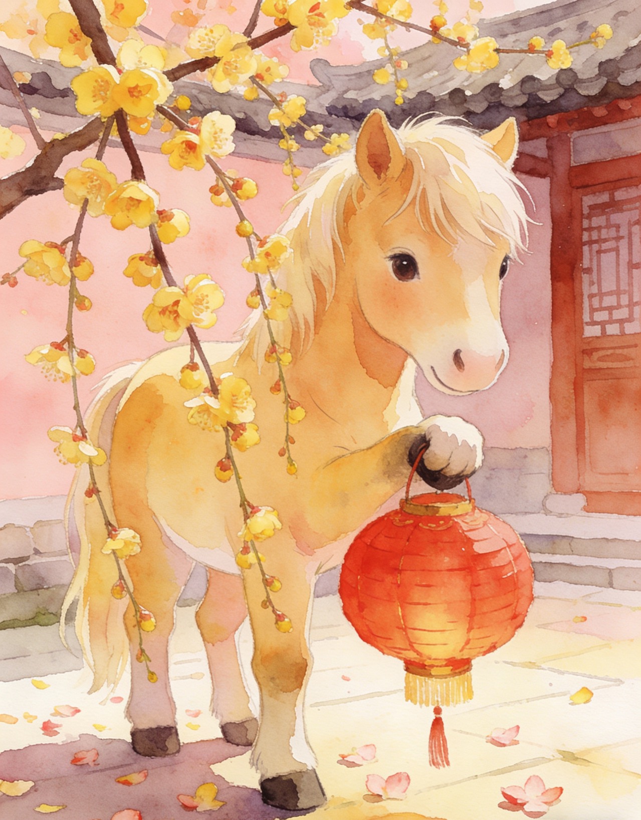 腊梅灯影伴马年